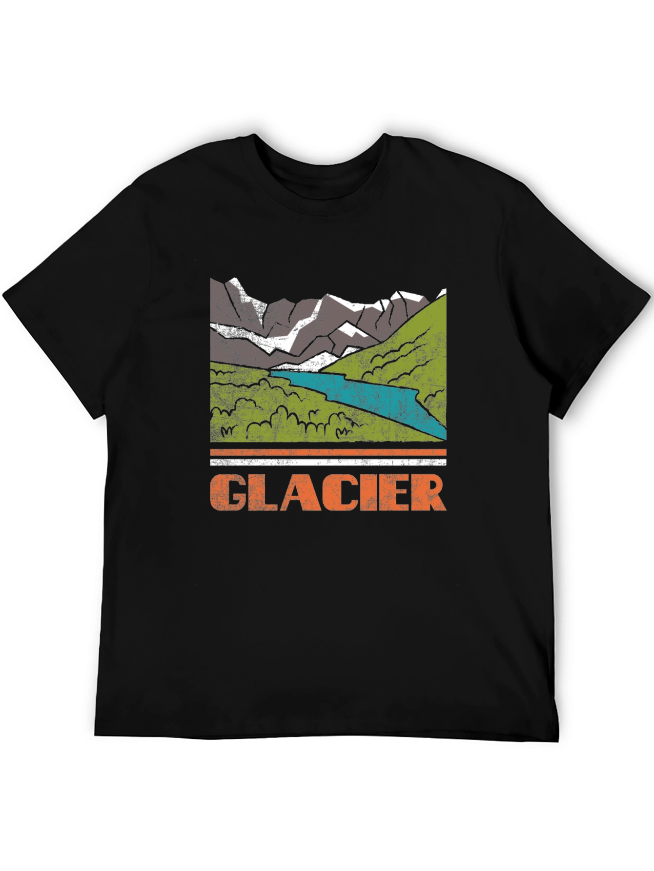 Glacier Mountain Graphic Tee - Distressed Print