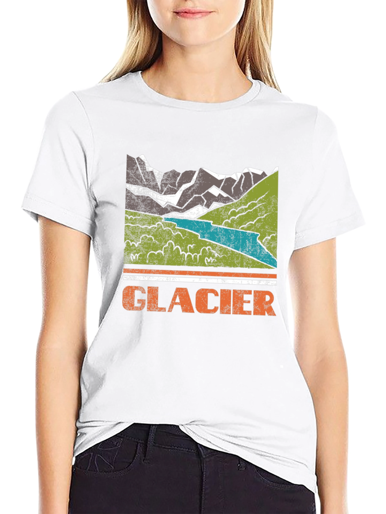 Glacier Mountain Graphic Tee - Distressed Print