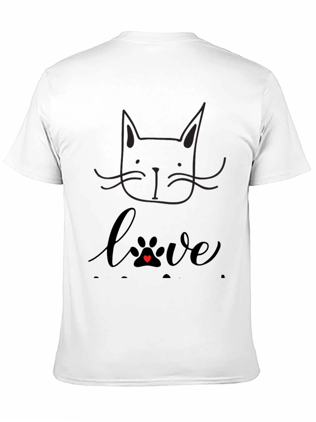 Love Cats T-Shirt - Black Crew Neck Tee