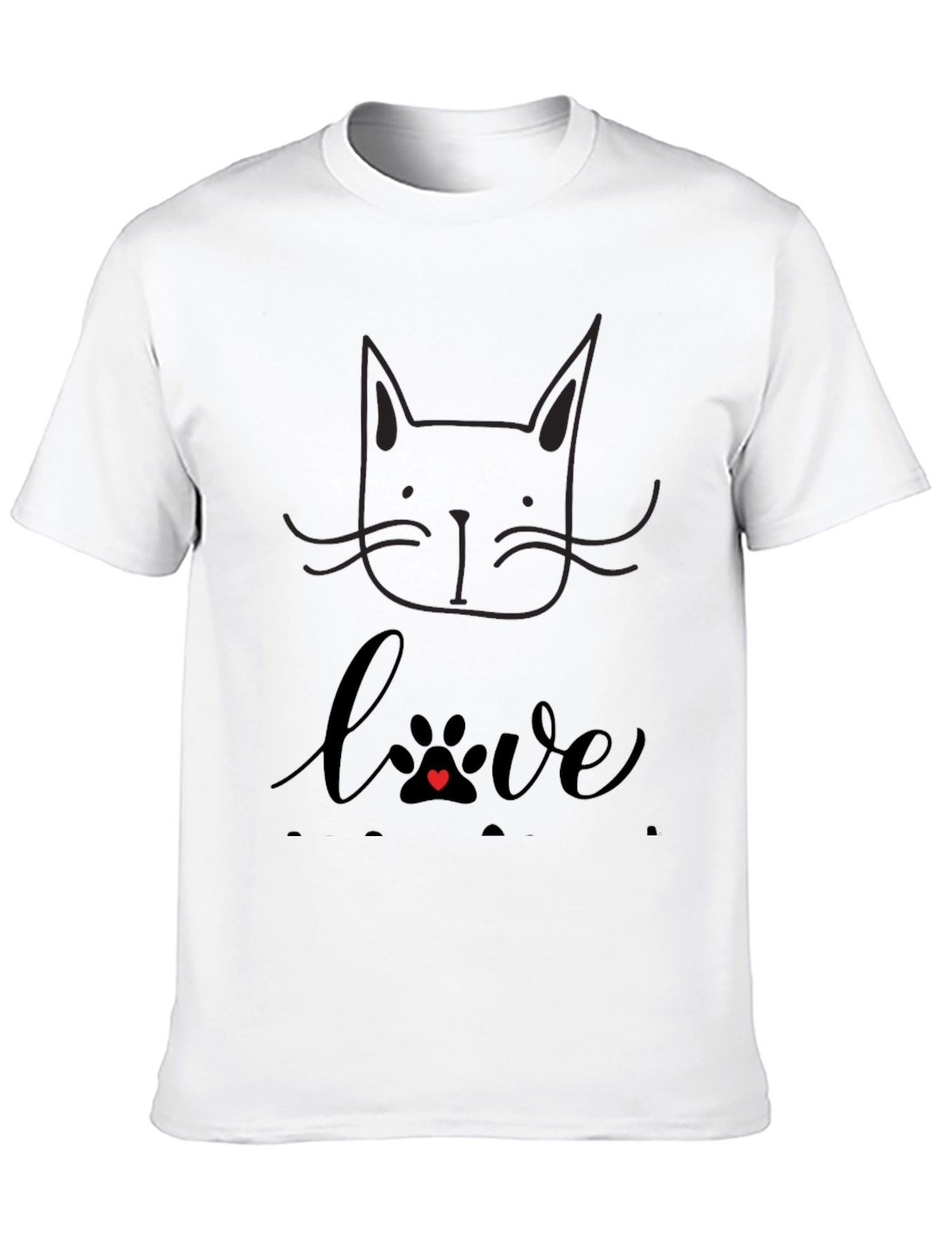 Love Cats T-Shirt - Black Crew Neck Tee