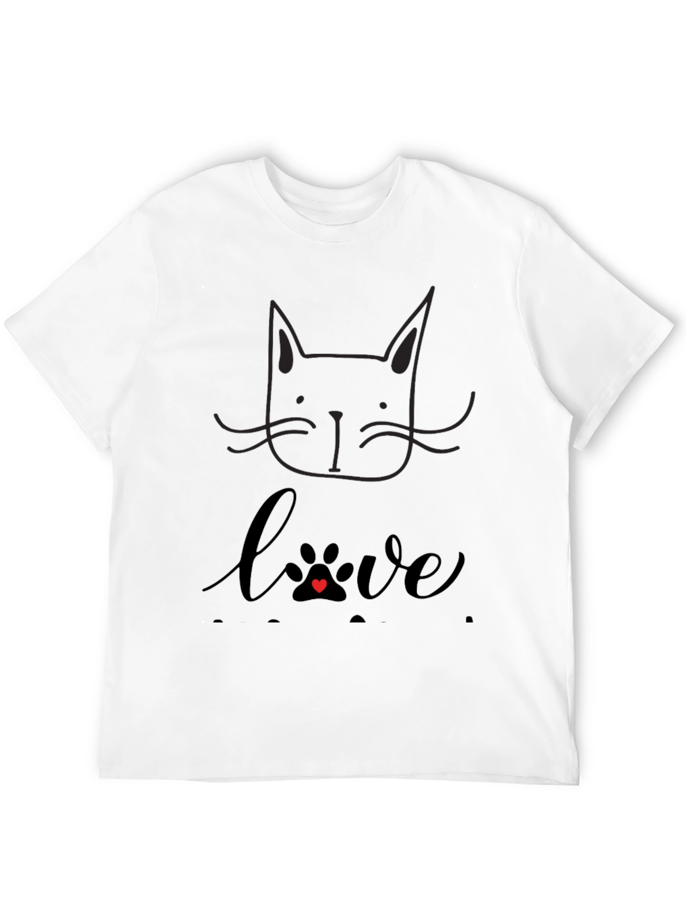 Love Cats T-Shirt - Black Crew Neck Tee
