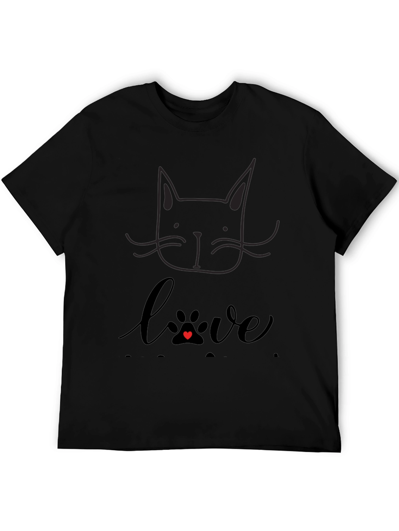 Love Cats T-Shirt - Black Crew Neck Tee