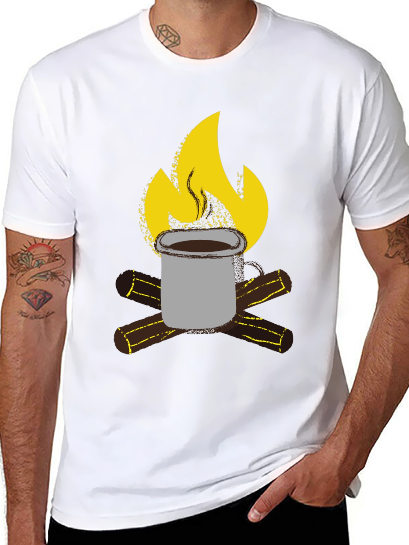 Campfire Coffee Graphic T-Shirt - Black