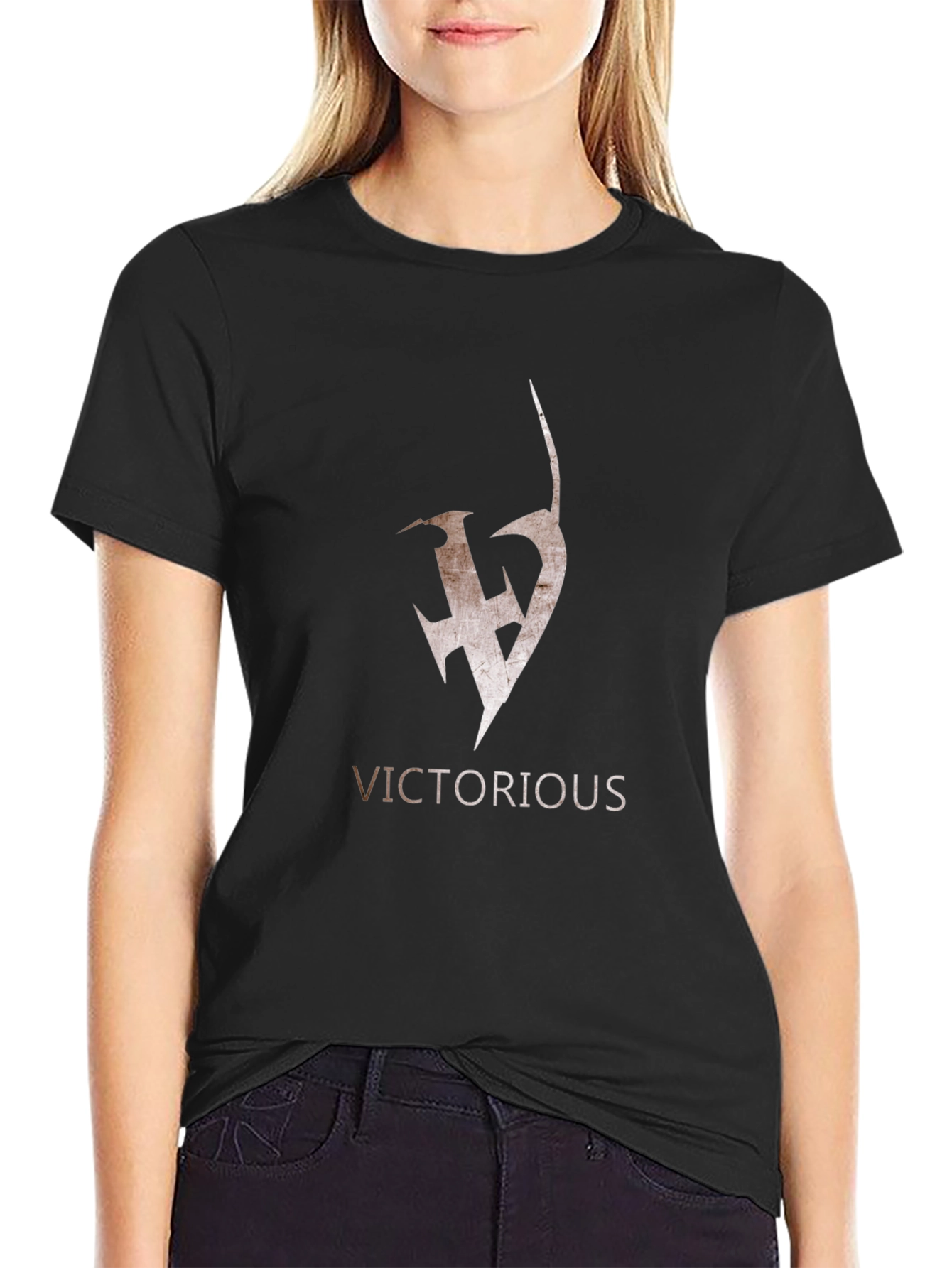 Victorious Graphic Tee - Black Cotton Blend Shirt