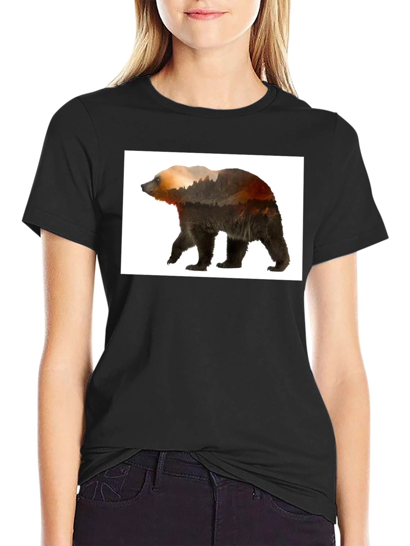 Nature Bear Graphic Tee - Black Casual Wear