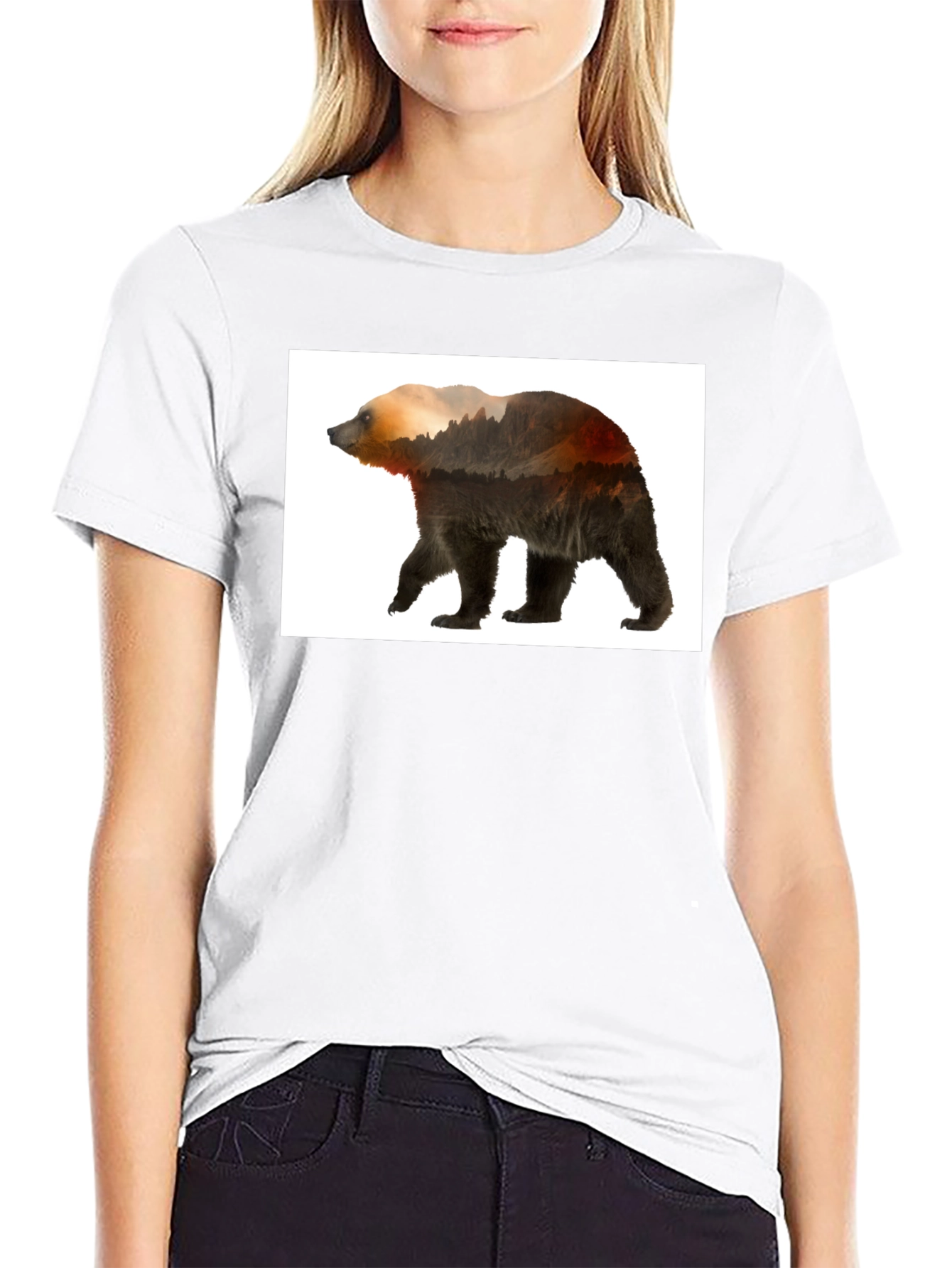 Nature Bear Graphic Tee - Black Casual Wear