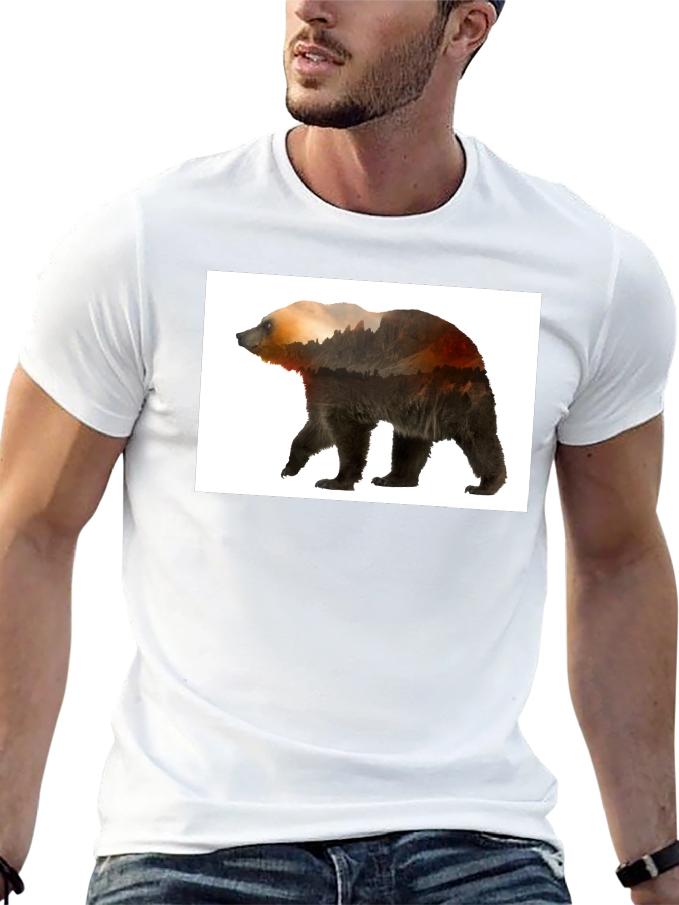 Nature Bear Graphic Tee - Black Casual Wear