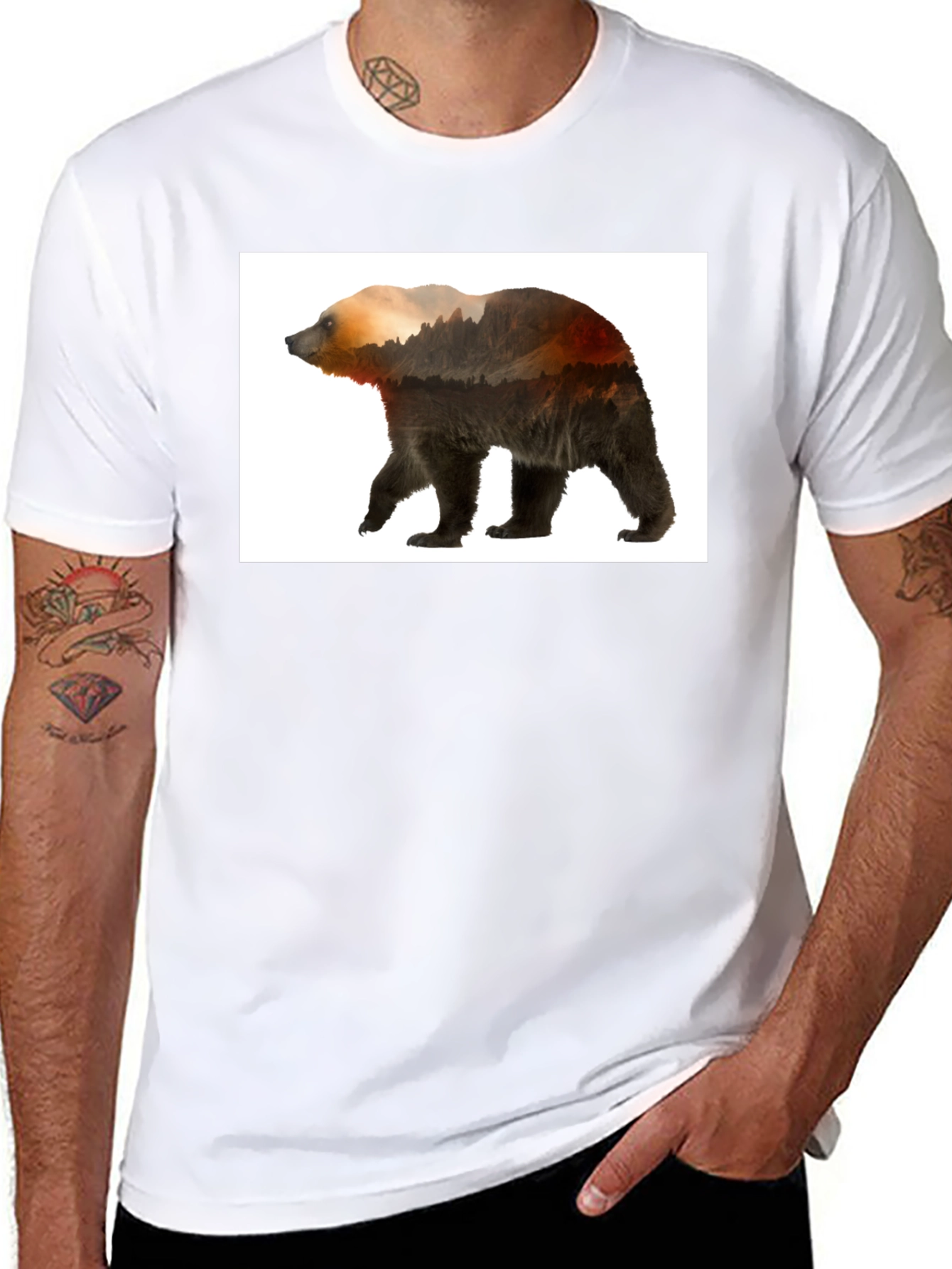 Nature Bear Graphic Tee - Black Casual Wear