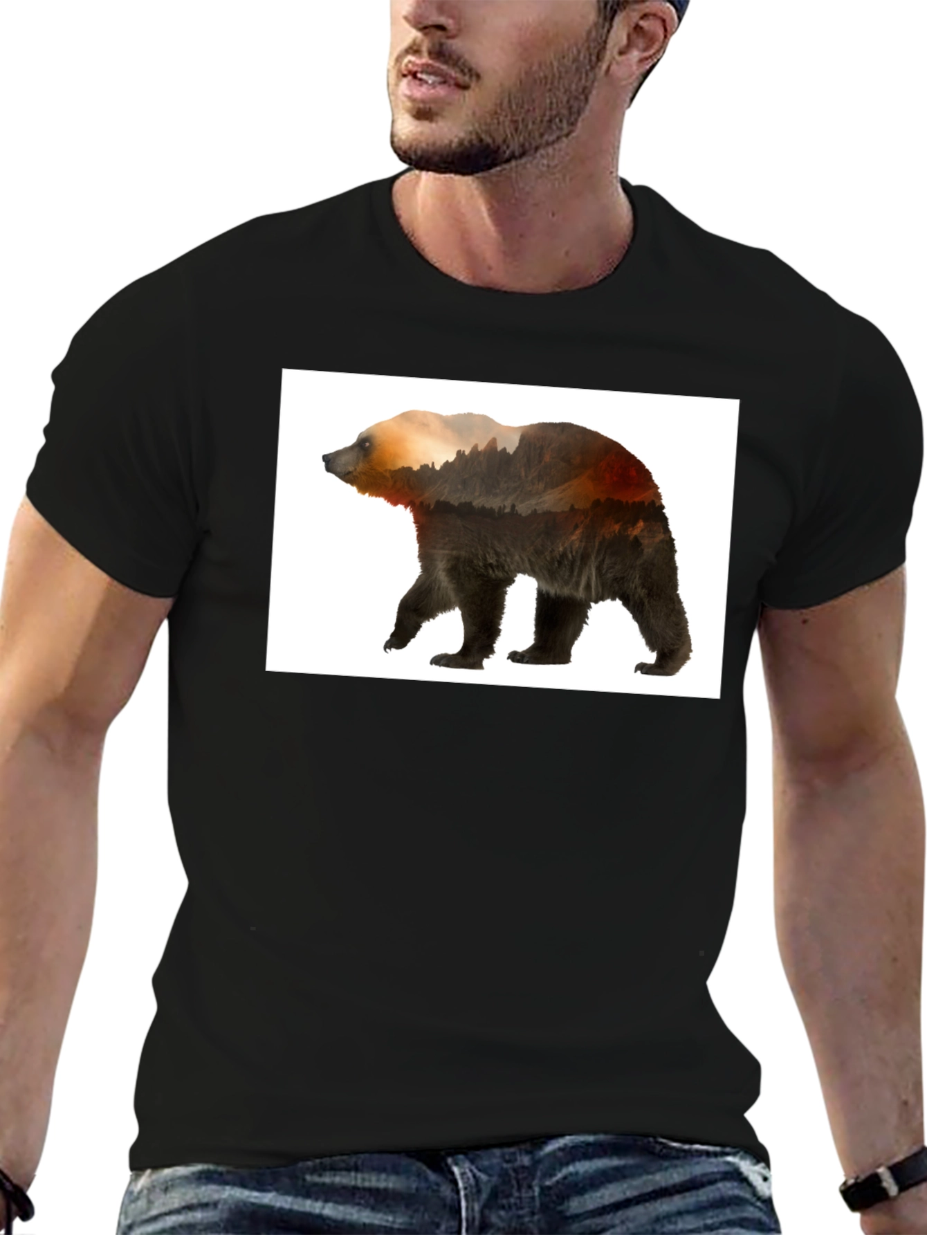 Nature Bear Graphic Tee - Black Casual Wear