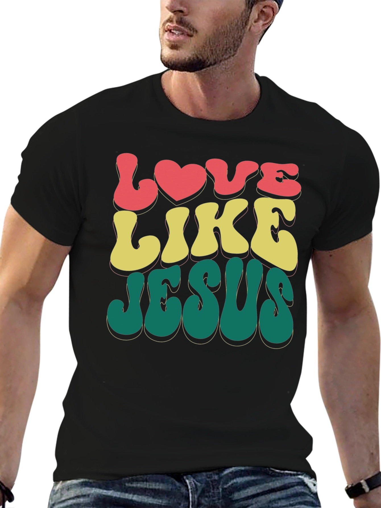 Love Like Jesus Retro Style Black T-Shirt