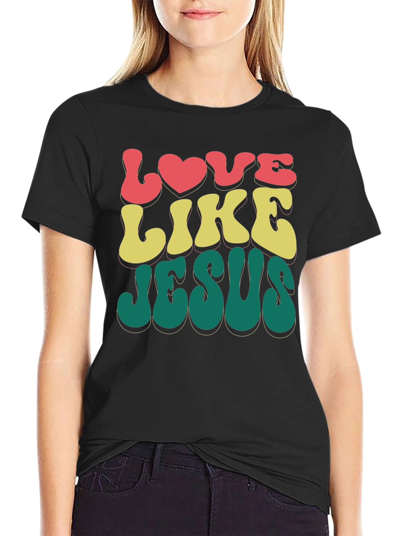 Love Like Jesus Retro Style Black T-Shirt