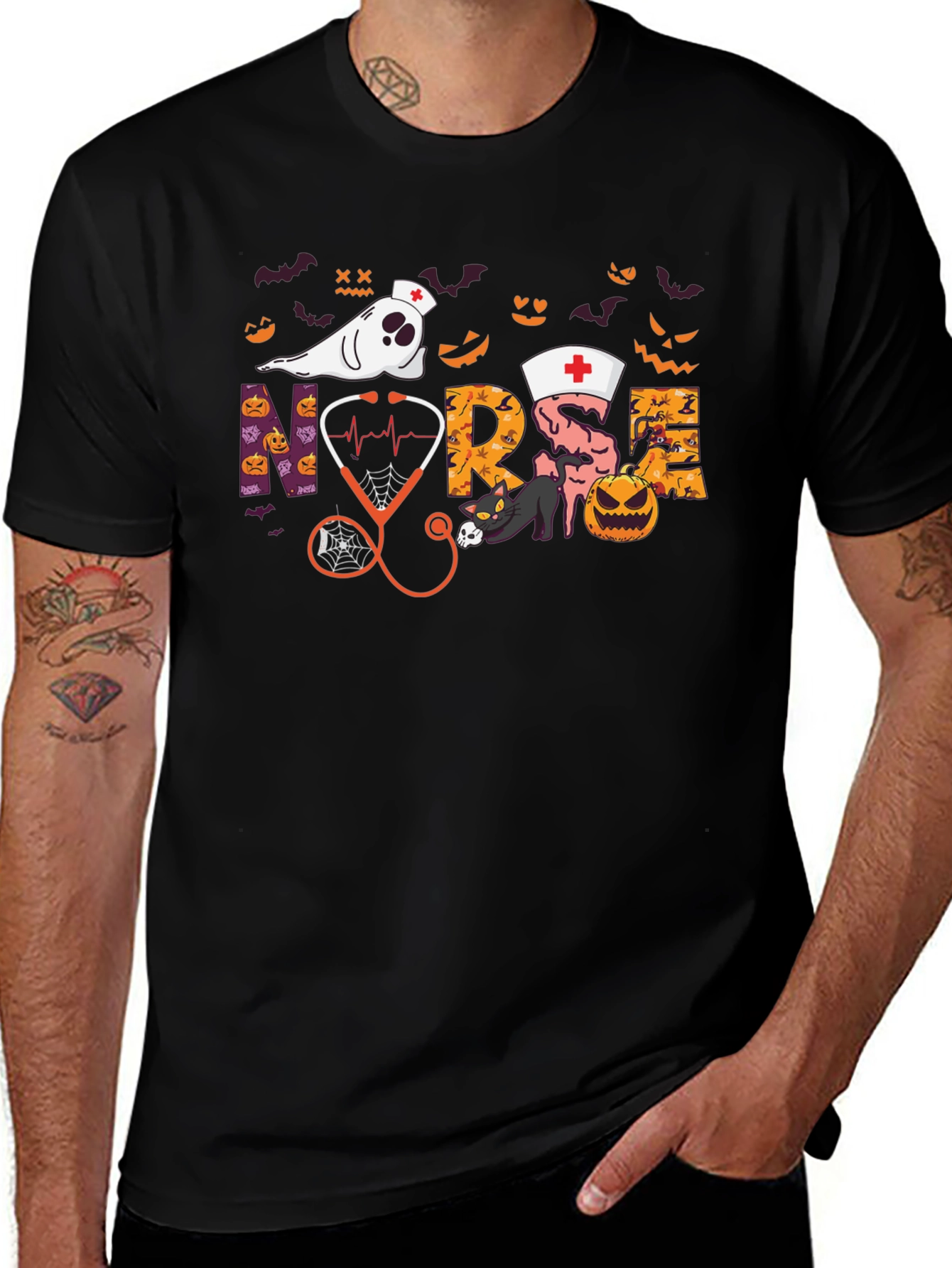 Halloween Nurse Graphic T-Shirt