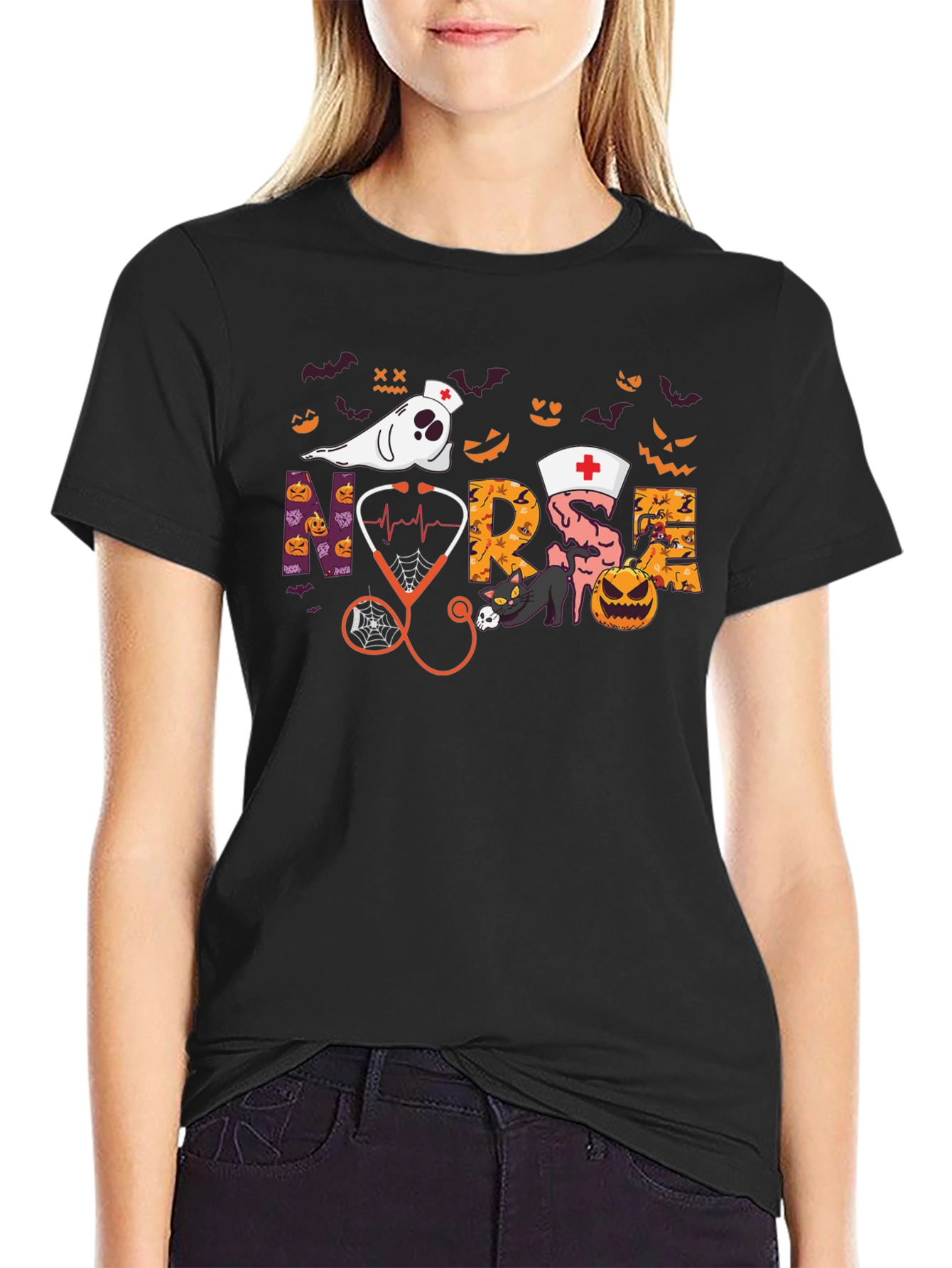 Halloween Nurse Graphic T-Shirt