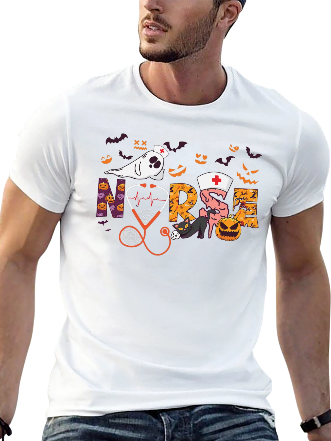 Halloween Nurse Graphic T-Shirt