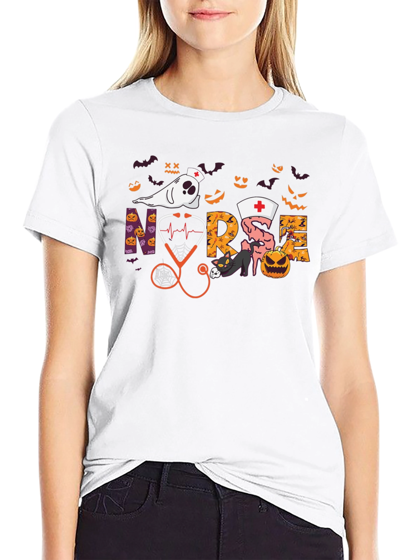 Halloween Nurse Graphic T-Shirt