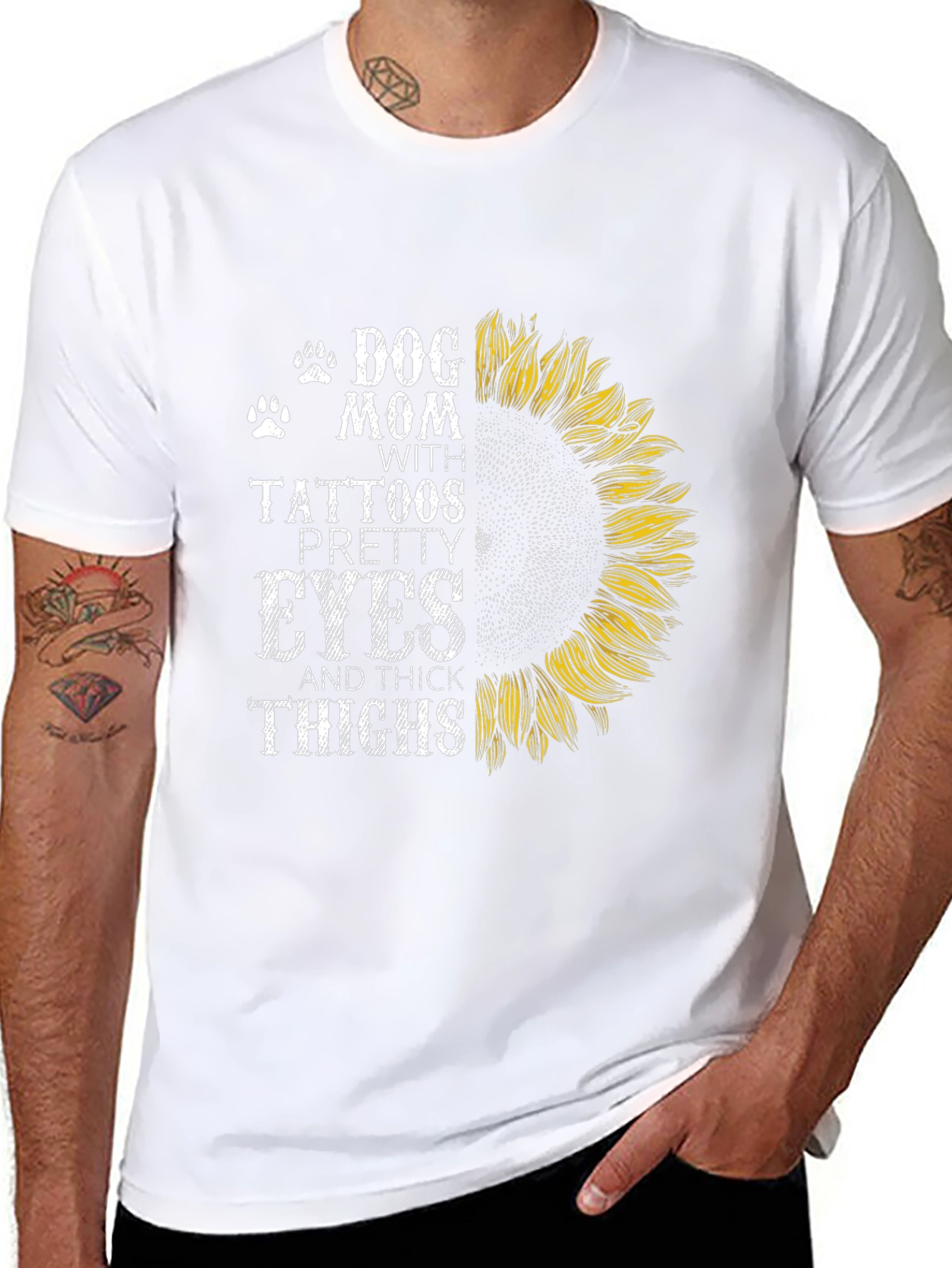 Dog Mom Tattoo Sunflower Graphic T-Shirt