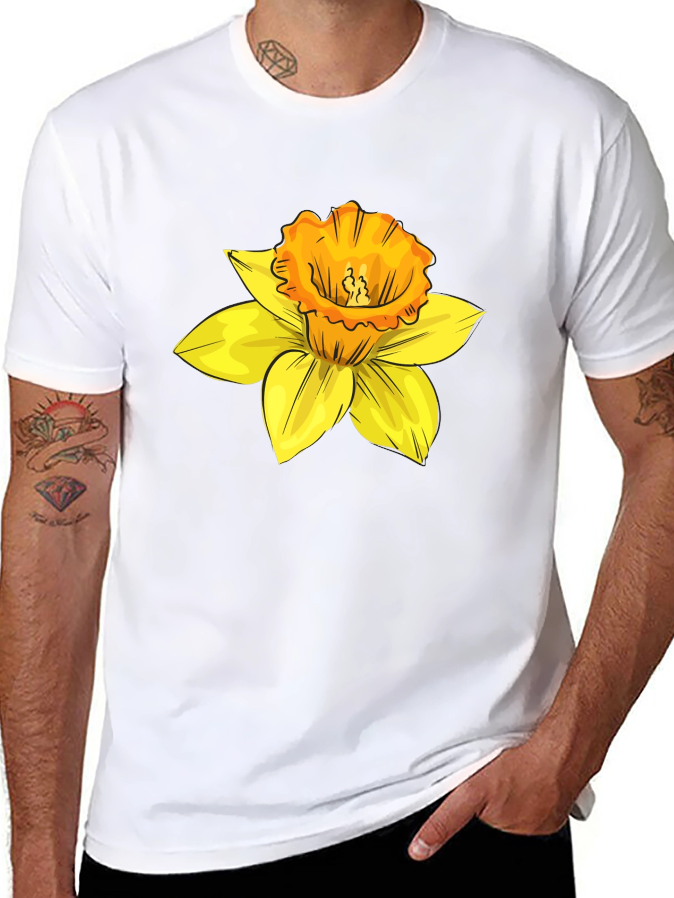 Floral Graphic Tee - Stylish Unisex Daffodil T-Shirt