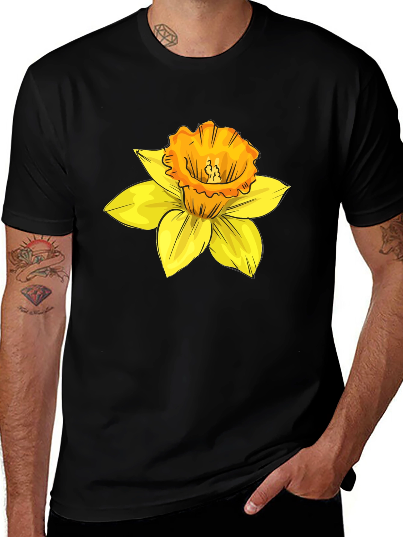 Floral Graphic Tee - Stylish Unisex Daffodil T-Shirt