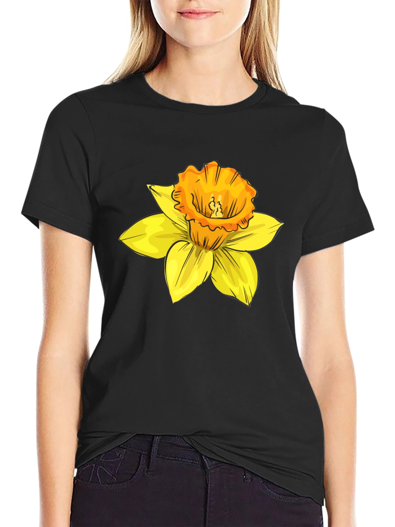 Floral Graphic Tee - Stylish Unisex Daffodil T-Shirt