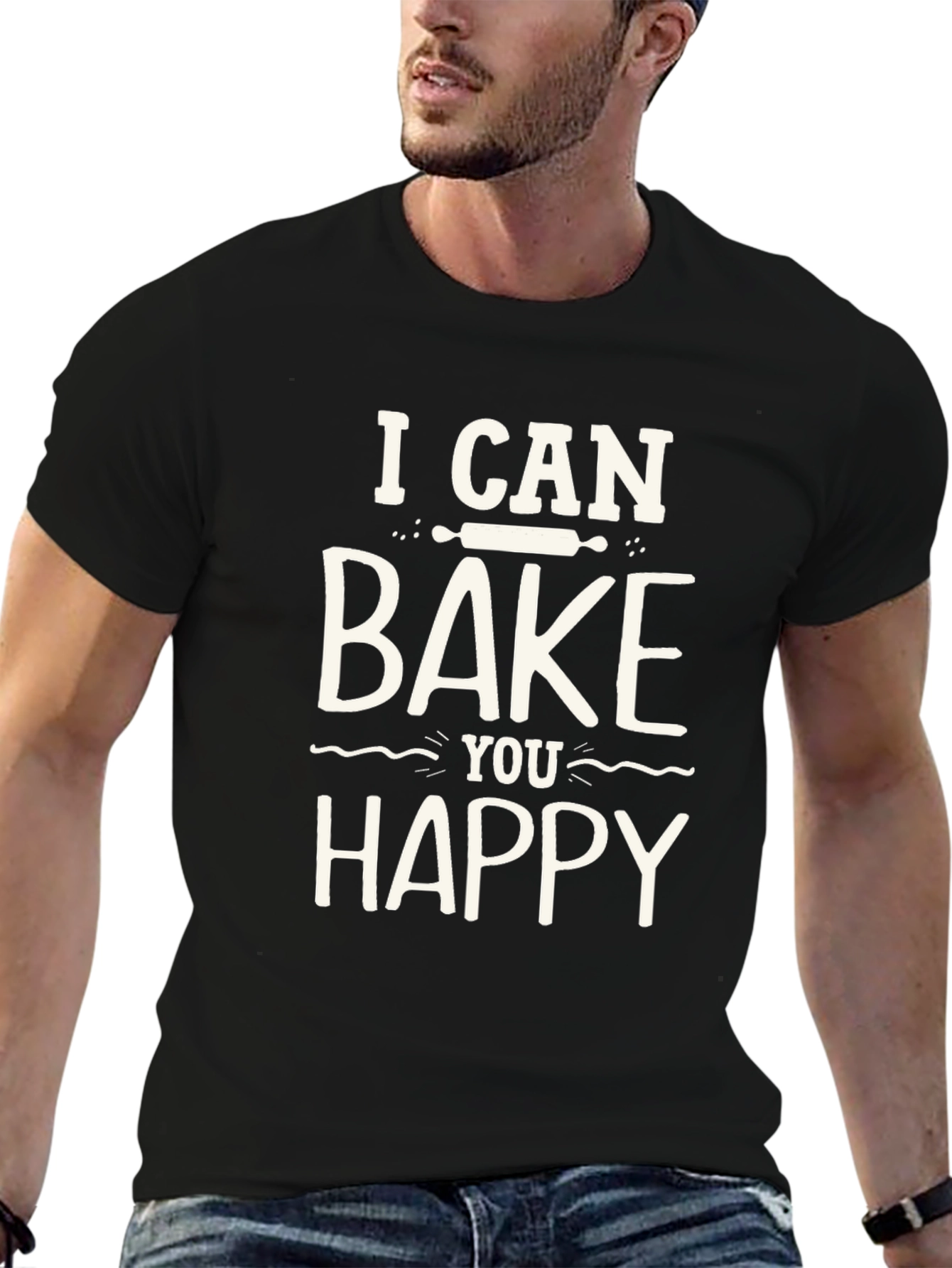 Bake You Happy Graphic Tee - Black Cotton T-Shirt
