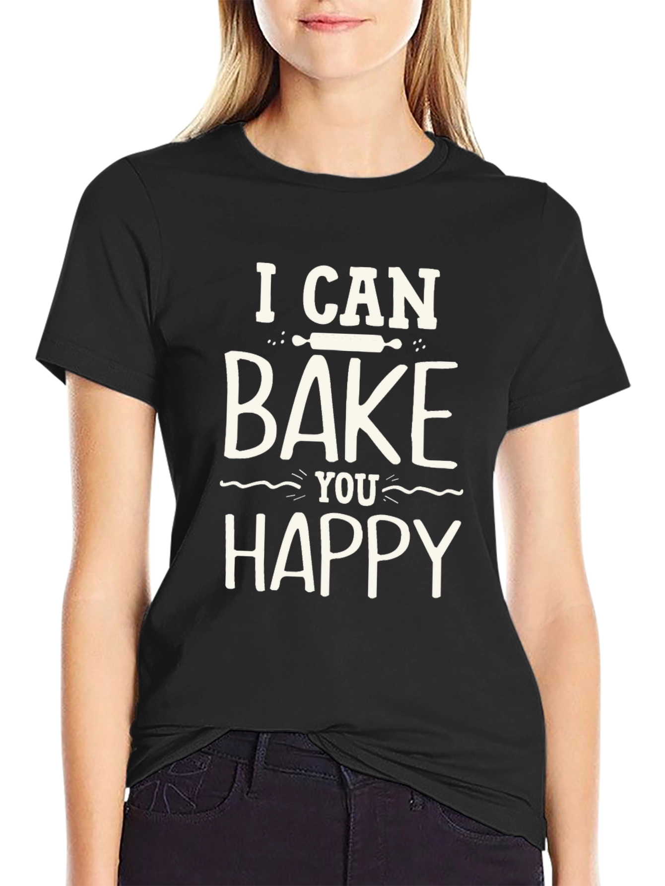 Bake You Happy Graphic Tee - Black Cotton T-Shirt