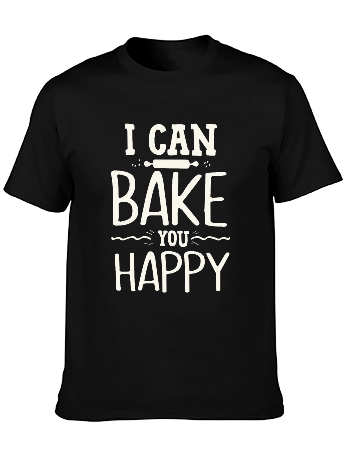 Bake You Happy Graphic Tee - Black Cotton T-Shirt