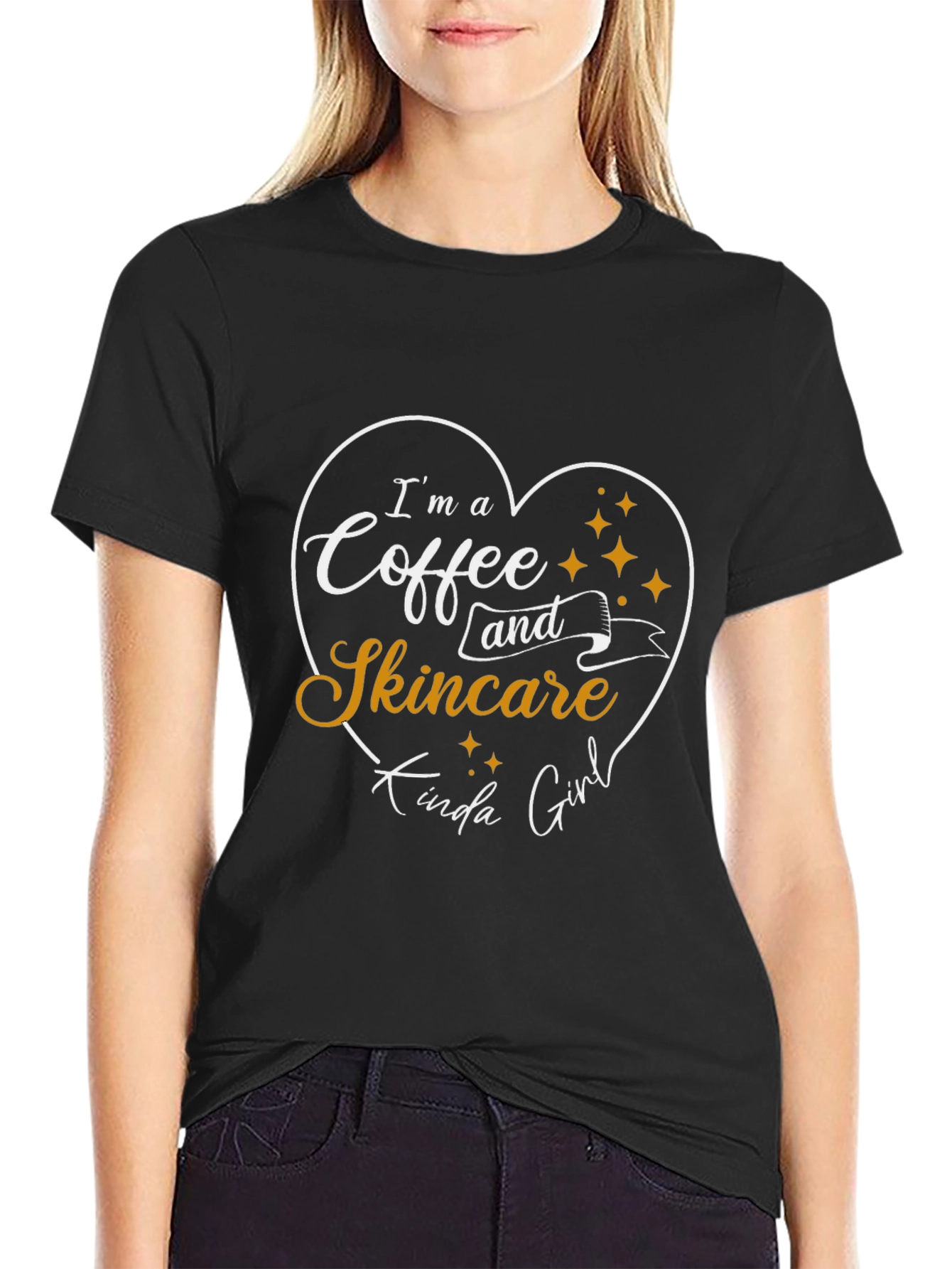 Coffee and Skincare Girl Black T-Shirt