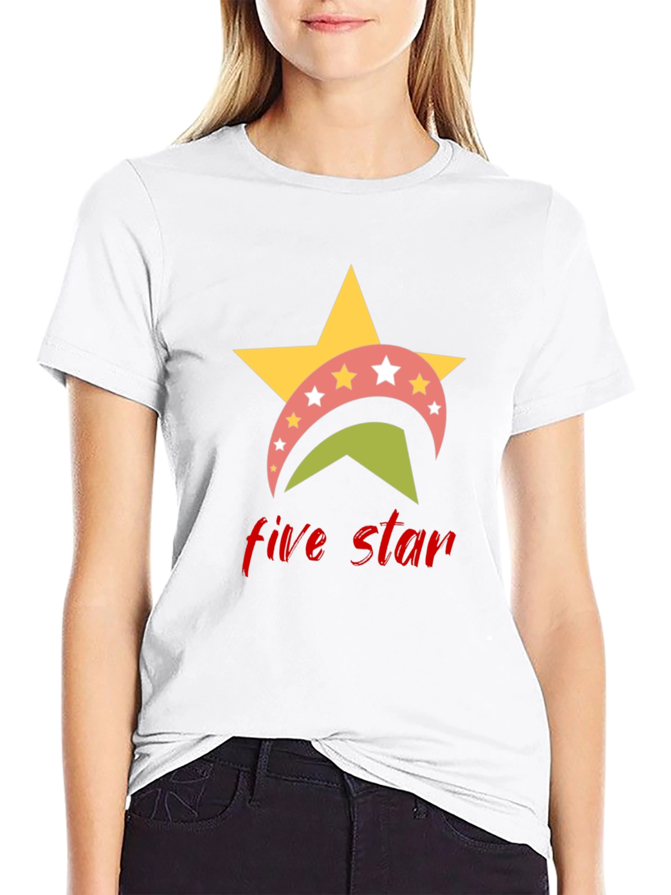 Five Star Graphic Tee - Casual Black T-Shirt