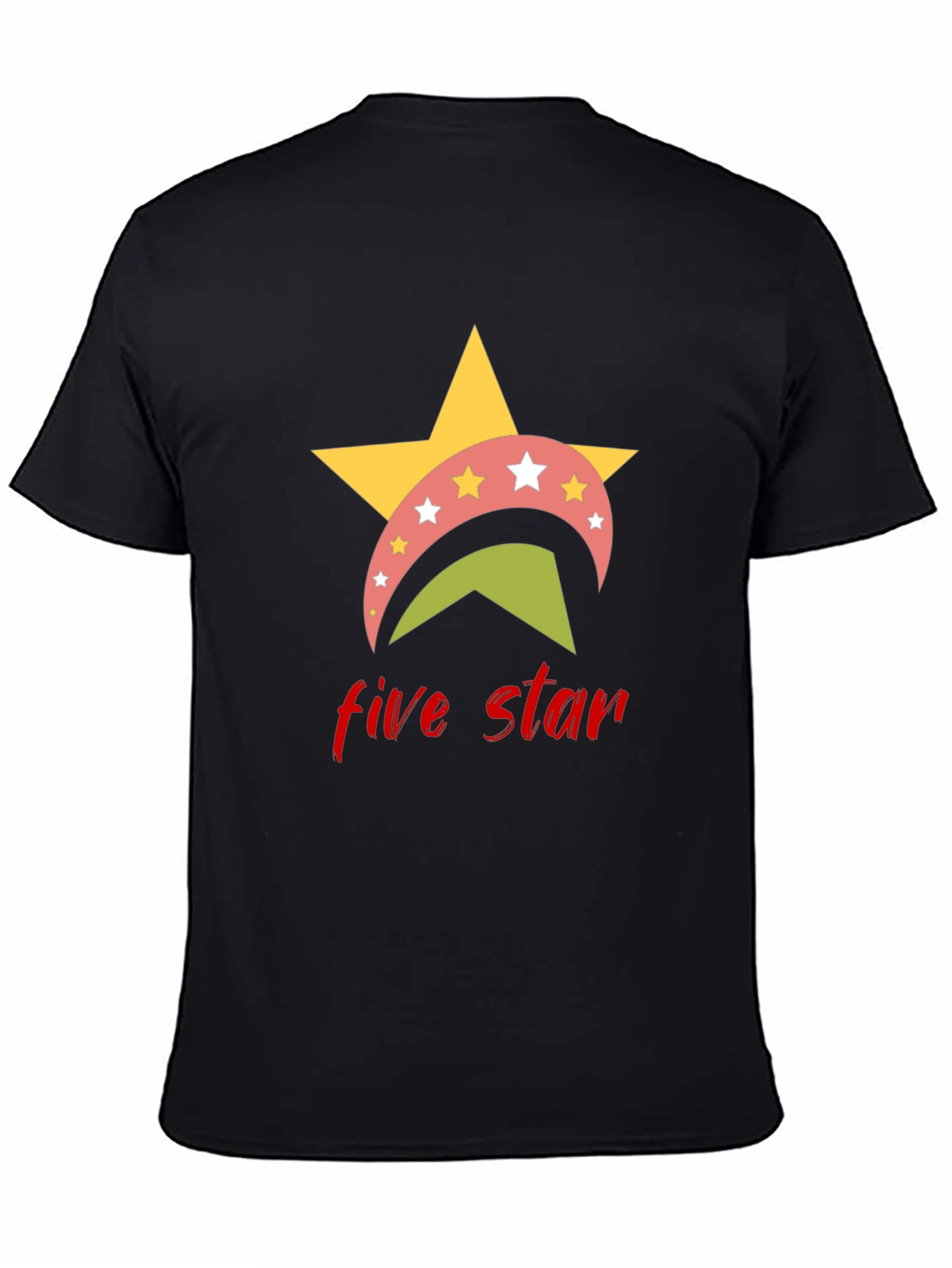 Five Star Graphic Tee - Casual Black T-Shirt