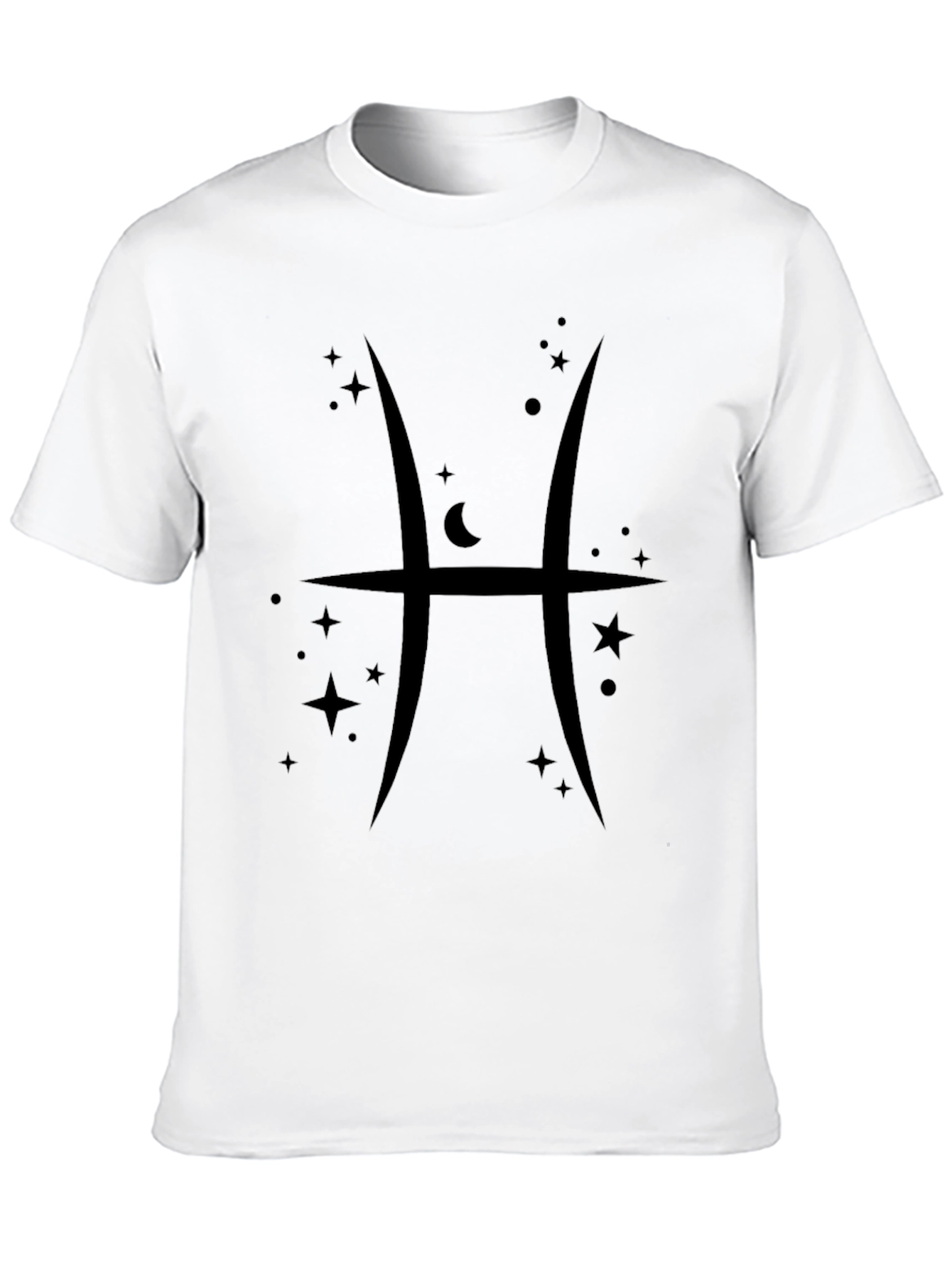 Pisces Zodiac Sign Black Graphic T-Shirt