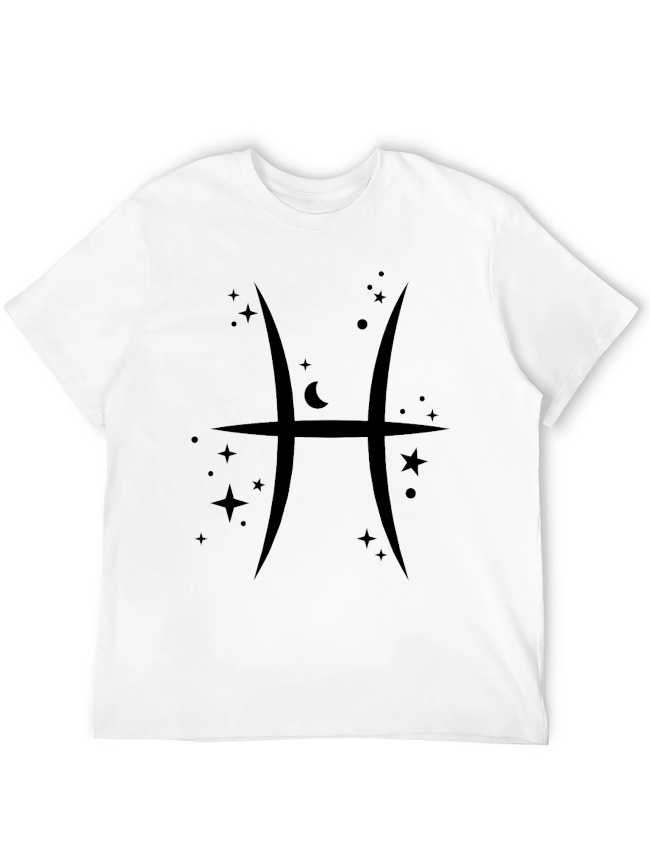 Pisces Zodiac Sign Black Graphic T-Shirt