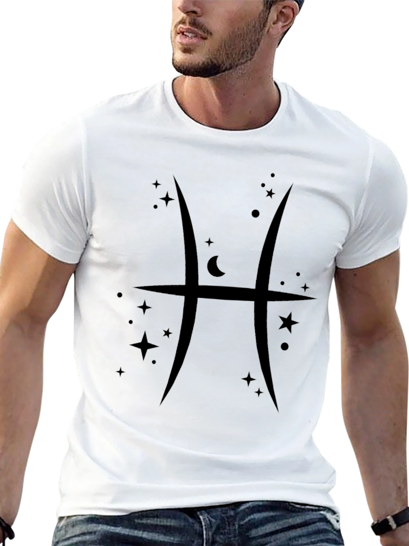 Pisces Zodiac Sign Black Graphic T-Shirt