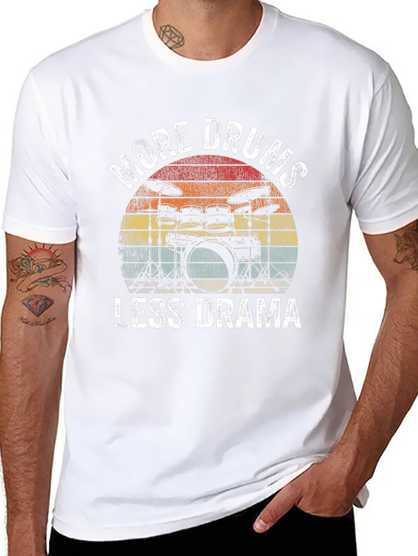 More Drums Less Drama T-Shirt - Musician Tee