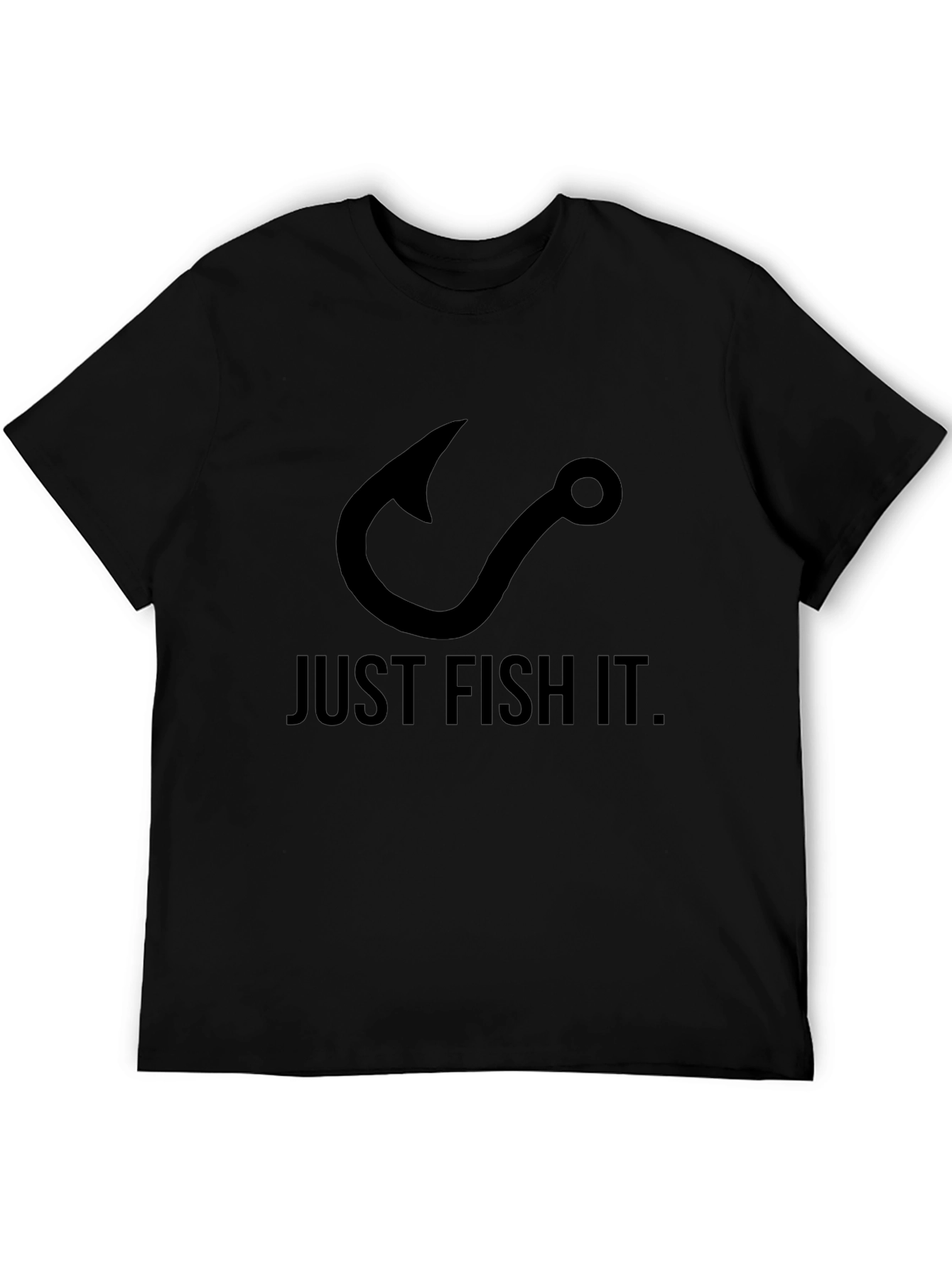 Just Fish It Tee - Black Cotton Graphic T-Shirt