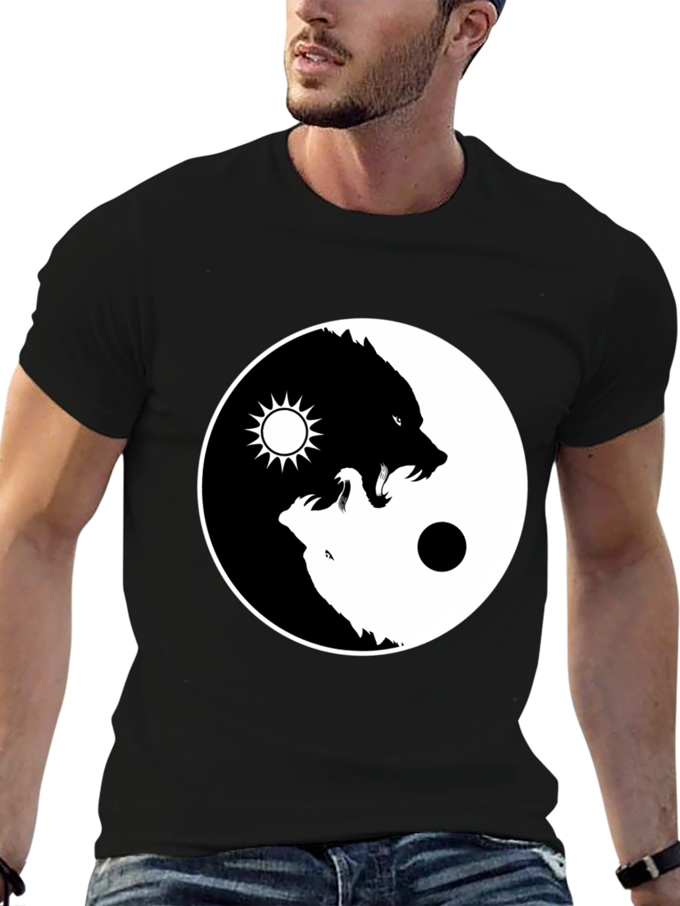 Yin Yang Wolf Graphic Tee - Balance Design