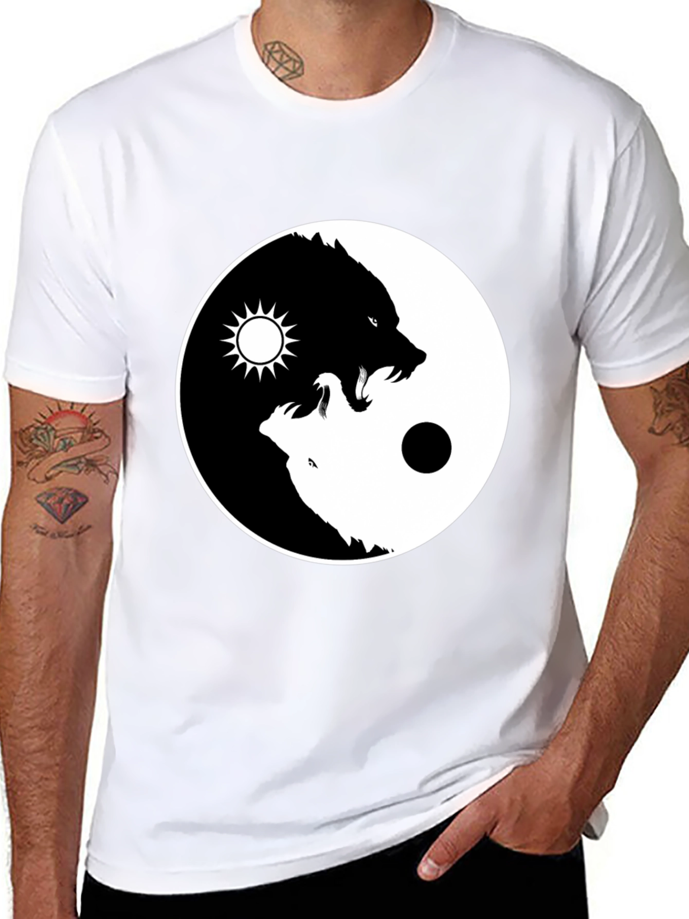 Yin Yang Wolf Graphic Tee - Balance Design