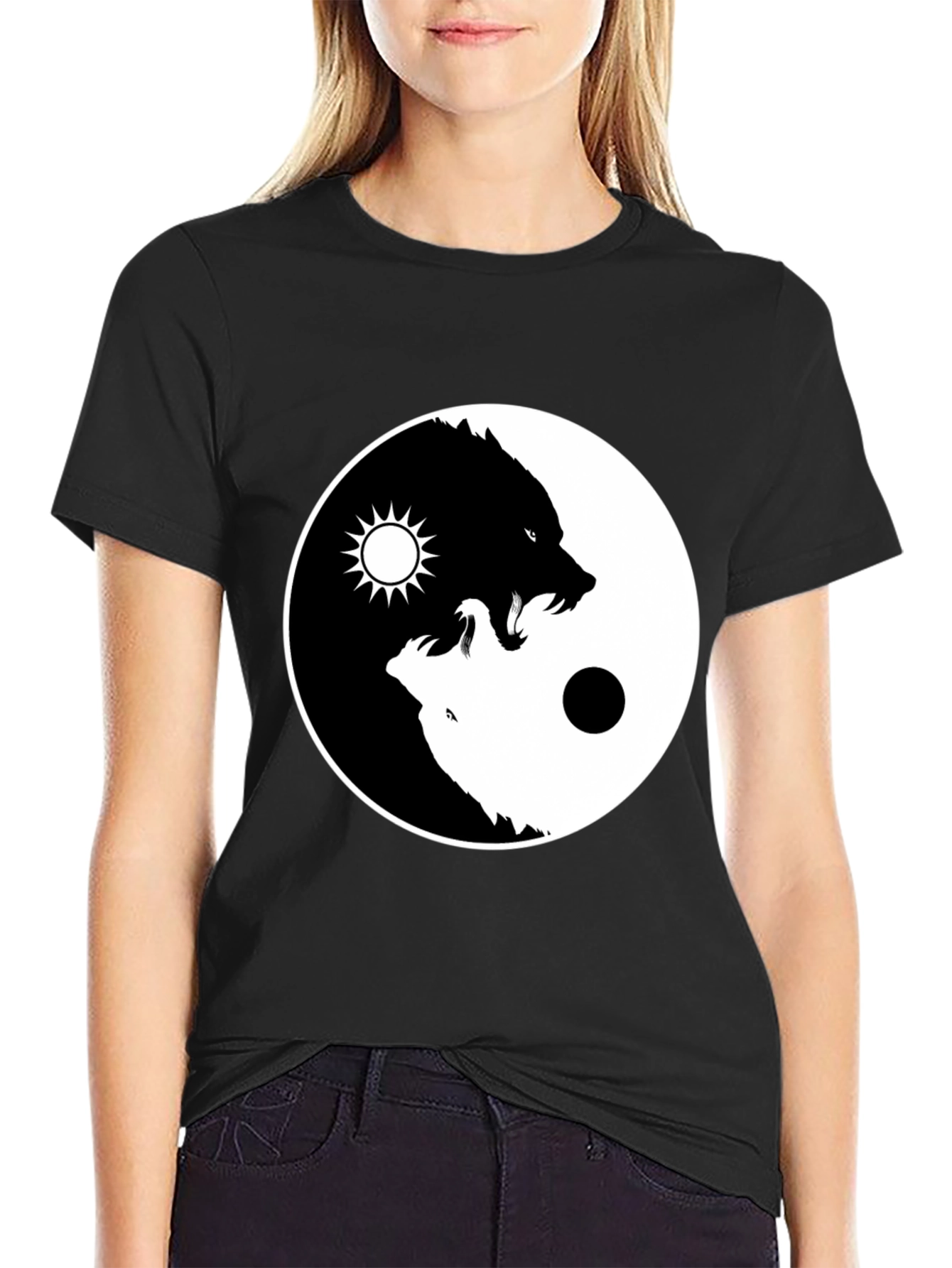 Yin Yang Wolf Graphic Tee - Balance Design