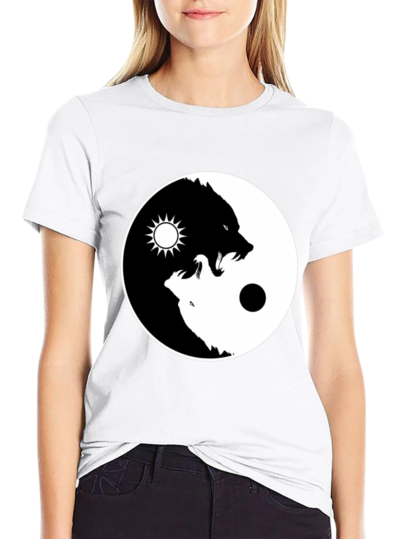 Yin Yang Wolf Graphic Tee - Balance Design