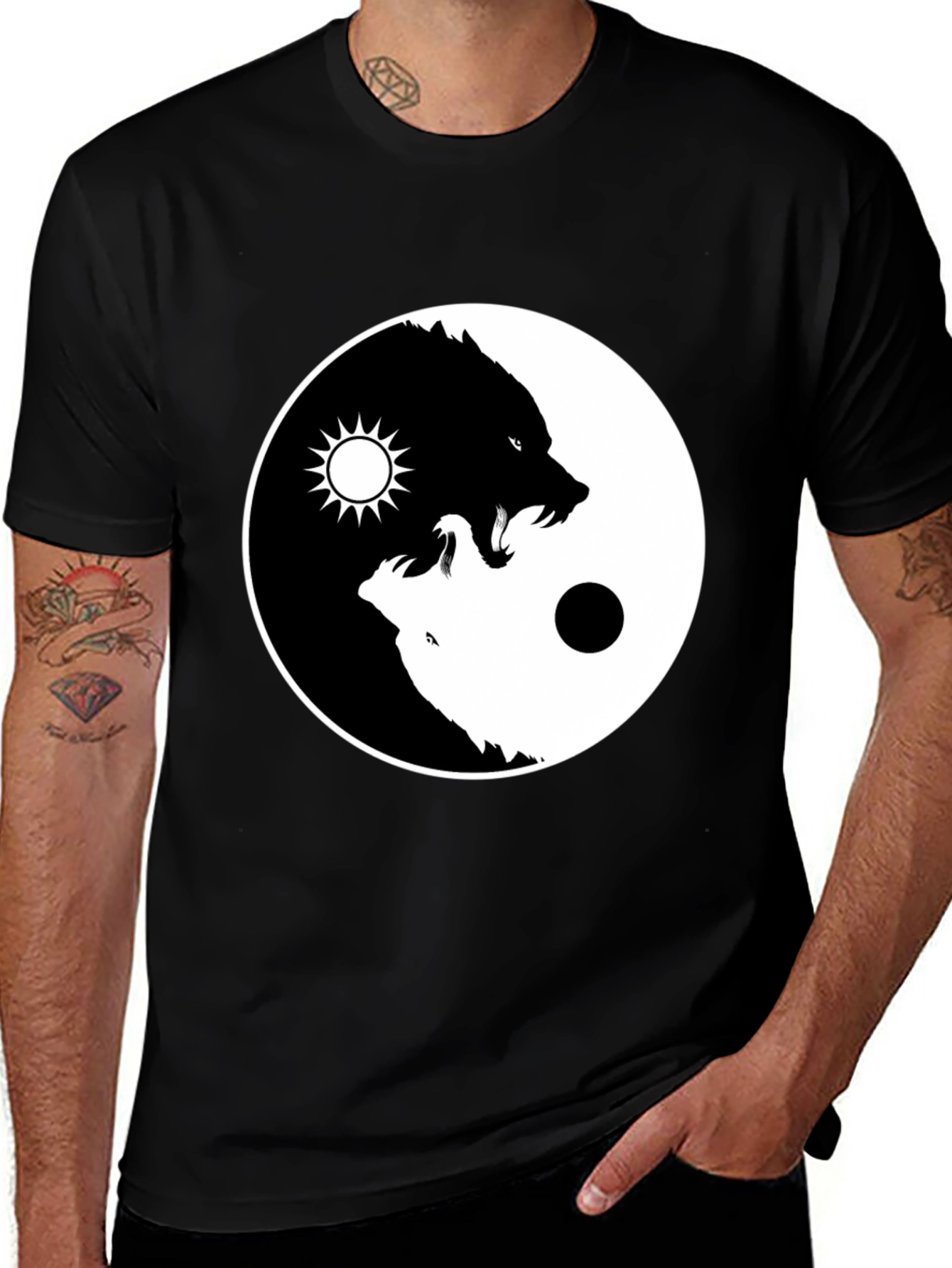 Yin Yang Wolf Graphic Tee - Balance Design