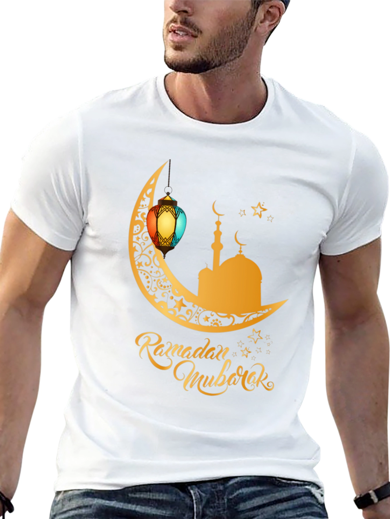 Ramadan Mubarak T-Shirt - Festive Moon Design