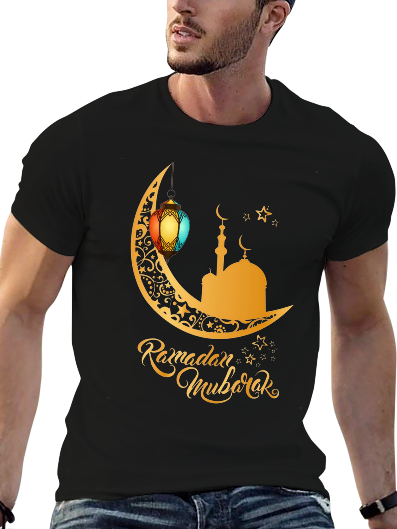 Ramadan Mubarak T-Shirt - Festive Moon Design