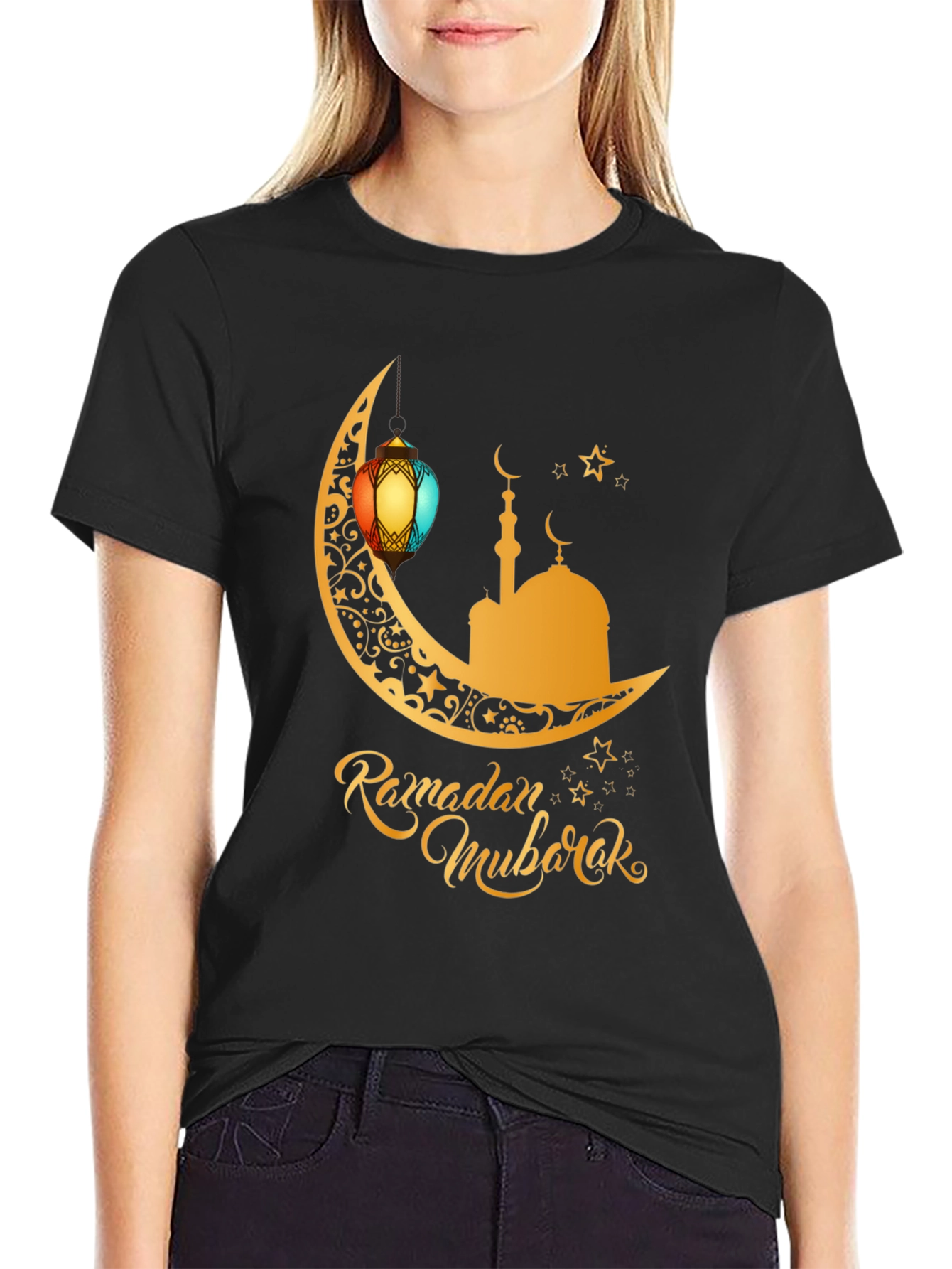 Ramadan Mubarak T-Shirt - Festive Moon Design