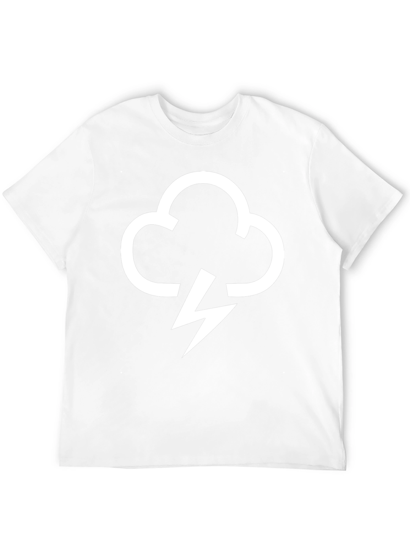 Black T-Shirt with Cloud Lightning Bolt Graphic