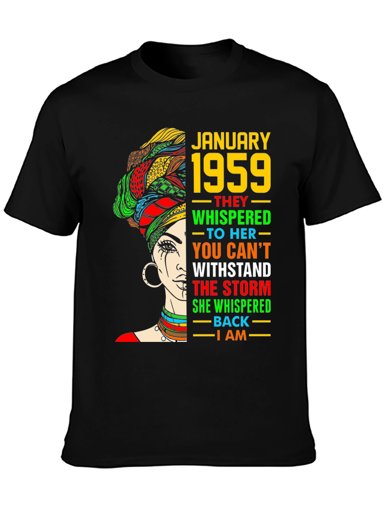 January 1959 Birthday Black Pride T-Shirt