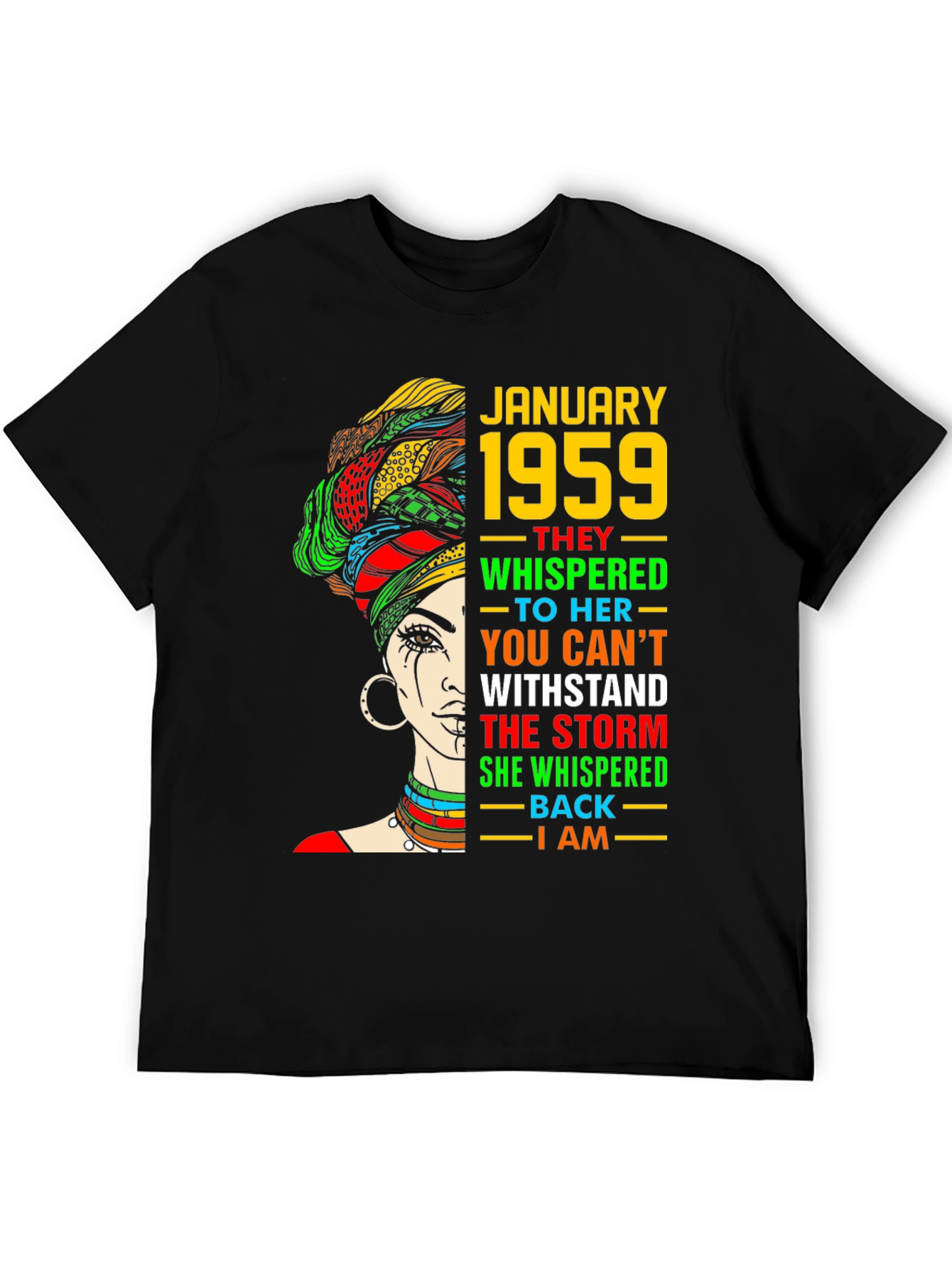 January 1959 Birthday Black Pride T-Shirt