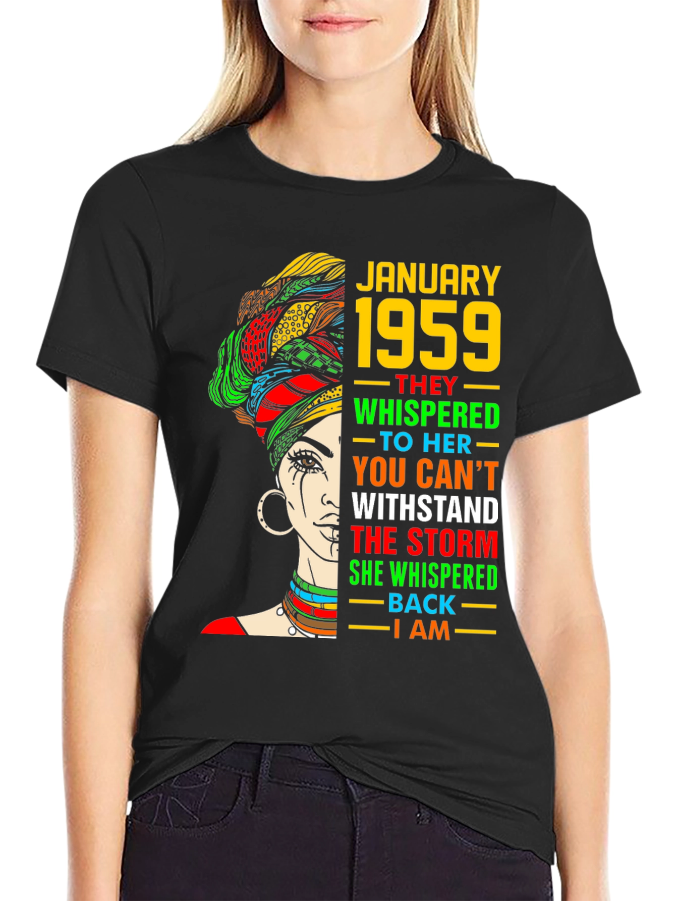 January 1959 Birthday Black Pride T-Shirt