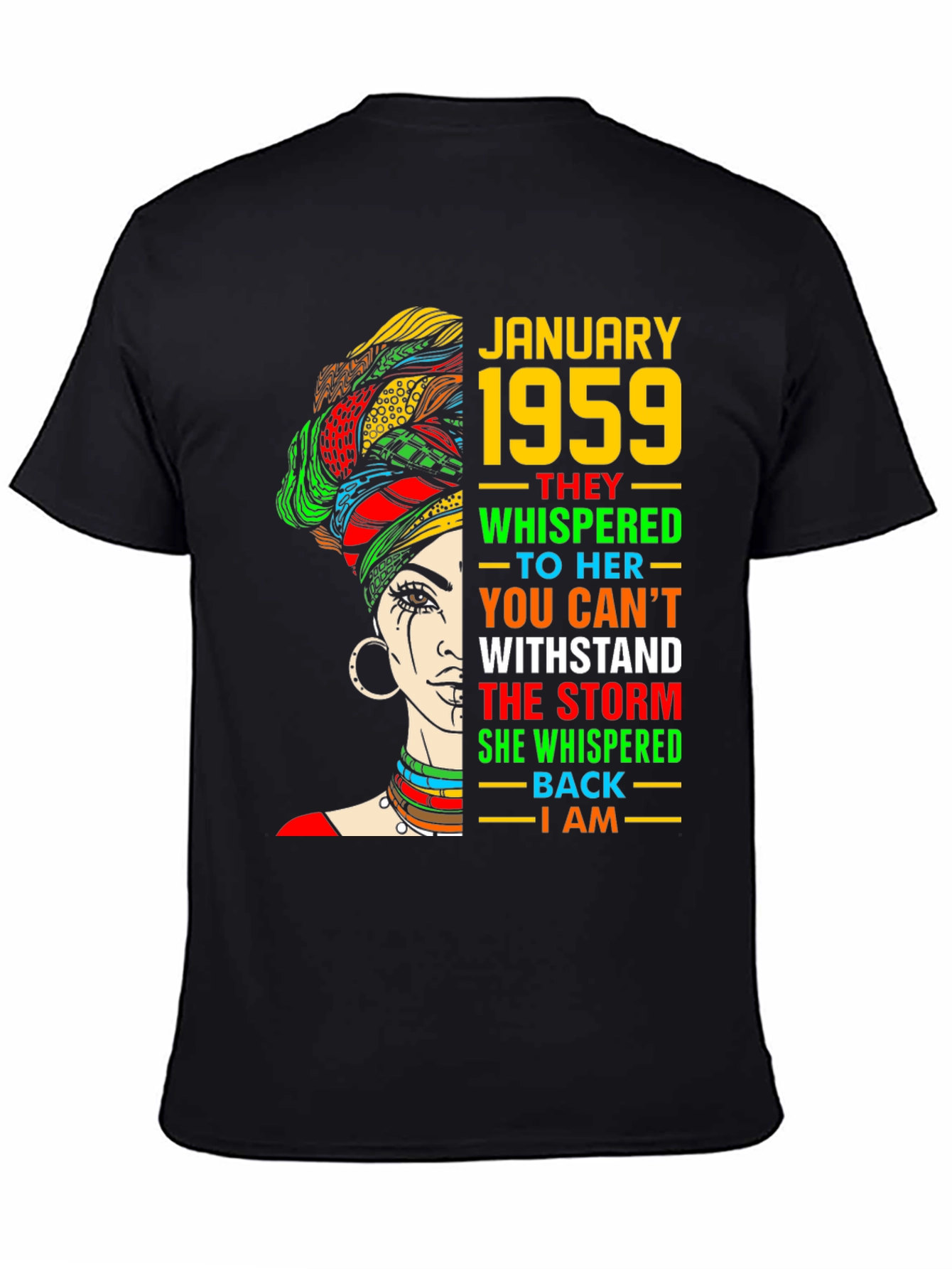 January 1959 Birthday Black Pride T-Shirt
