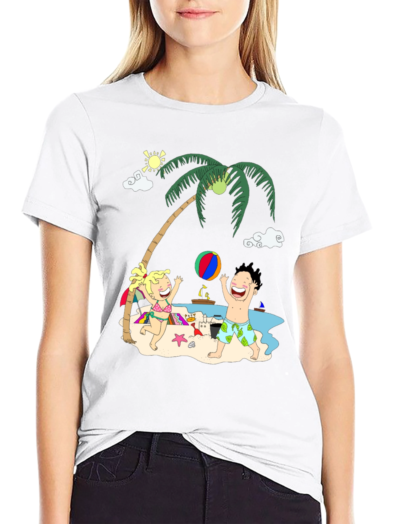 Fun Beach Cartoon Graphic Tee