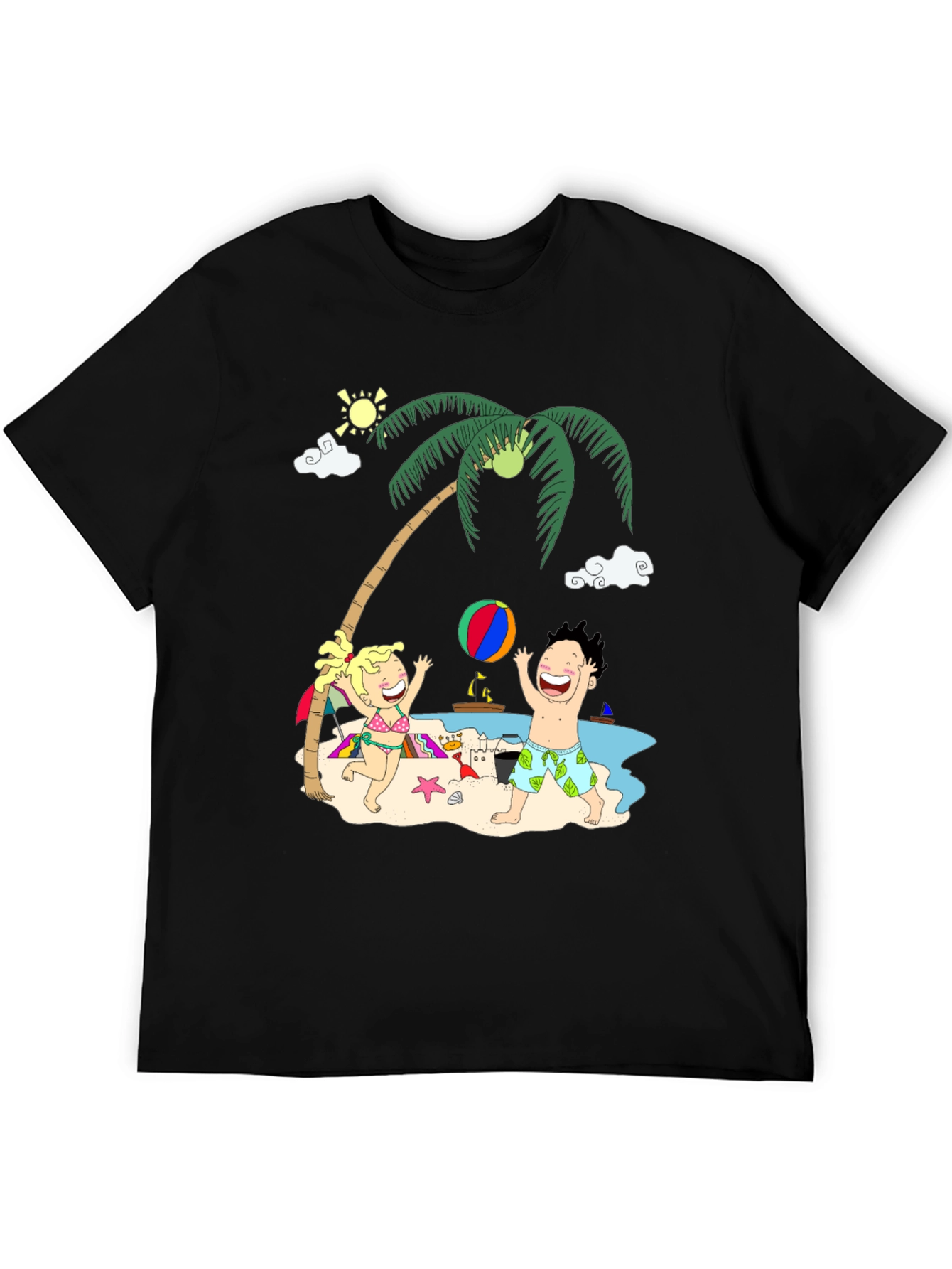 Fun Beach Cartoon Graphic Tee