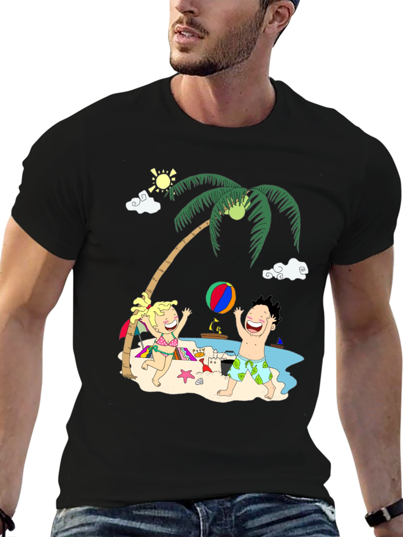 Fun Beach Cartoon Graphic Tee